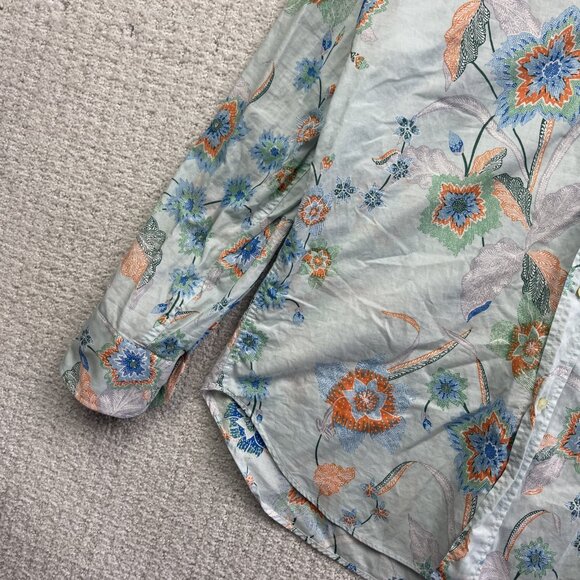 Etro Men's Powder Blue Japanese Style Floral Tropical AOP Button-Up Shirt Sz 38 - Picture 3 of 13